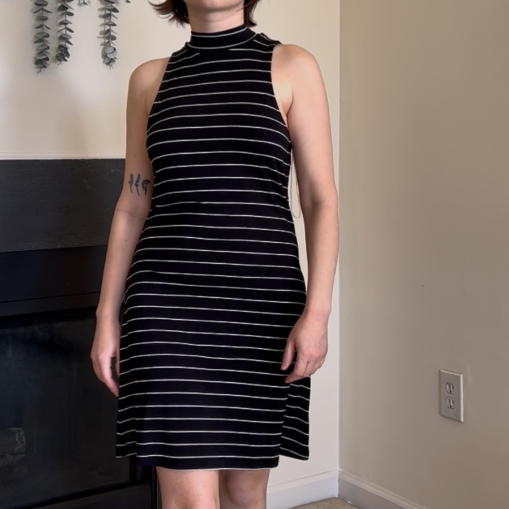 Aeropostale Black and White Striped Mini Dress